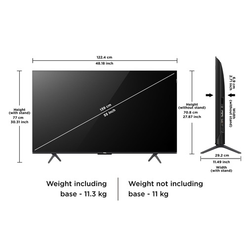 TCL 139 cm (55 inches) 4K Ultra HD Smart QLED Google TV Dolby Vision-Atmos 55C655